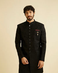 Manyavar Men Festive Black Indo Western Set