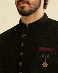 Manyavar Men Festive Black Indo Western Set