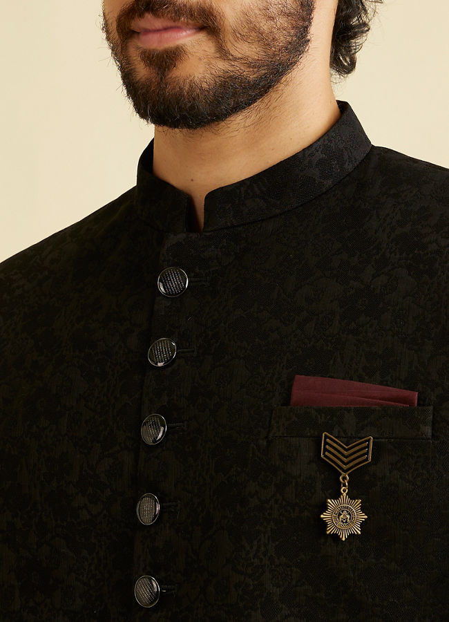 alt message - Manyavar Men Festive Black Indo Western Set image number 1