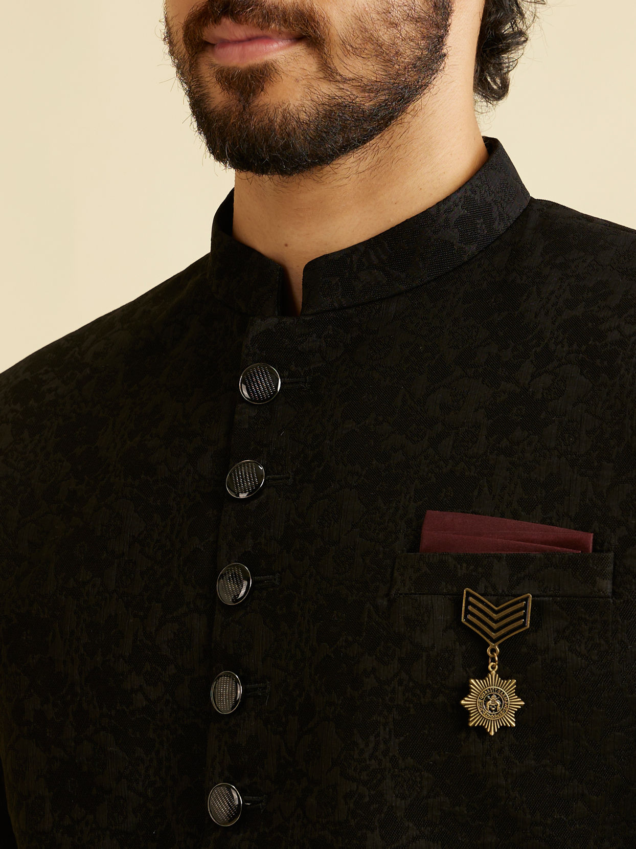 alt message - Manyavar Men Festive Black Indo Western Set image number 1