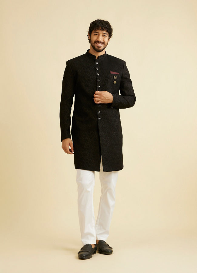 Manyavar Men Festive Black Indo Western Set