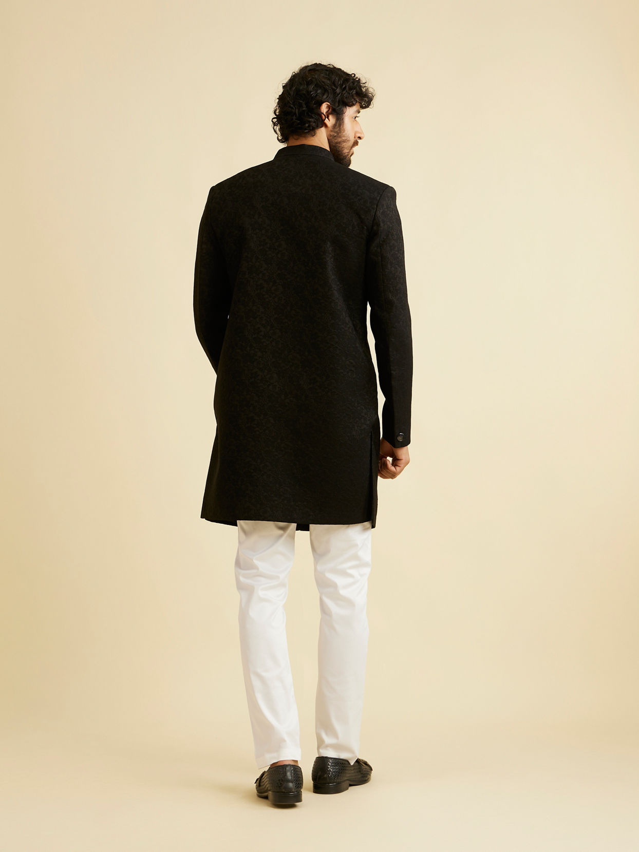 Manyavar Men Festive Black Indo Western Set
