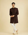 Manyavar Men Wine Red Achkan Style Indo Western Set