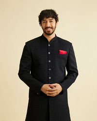 Manyavar Men Prussian Blue Indo Western