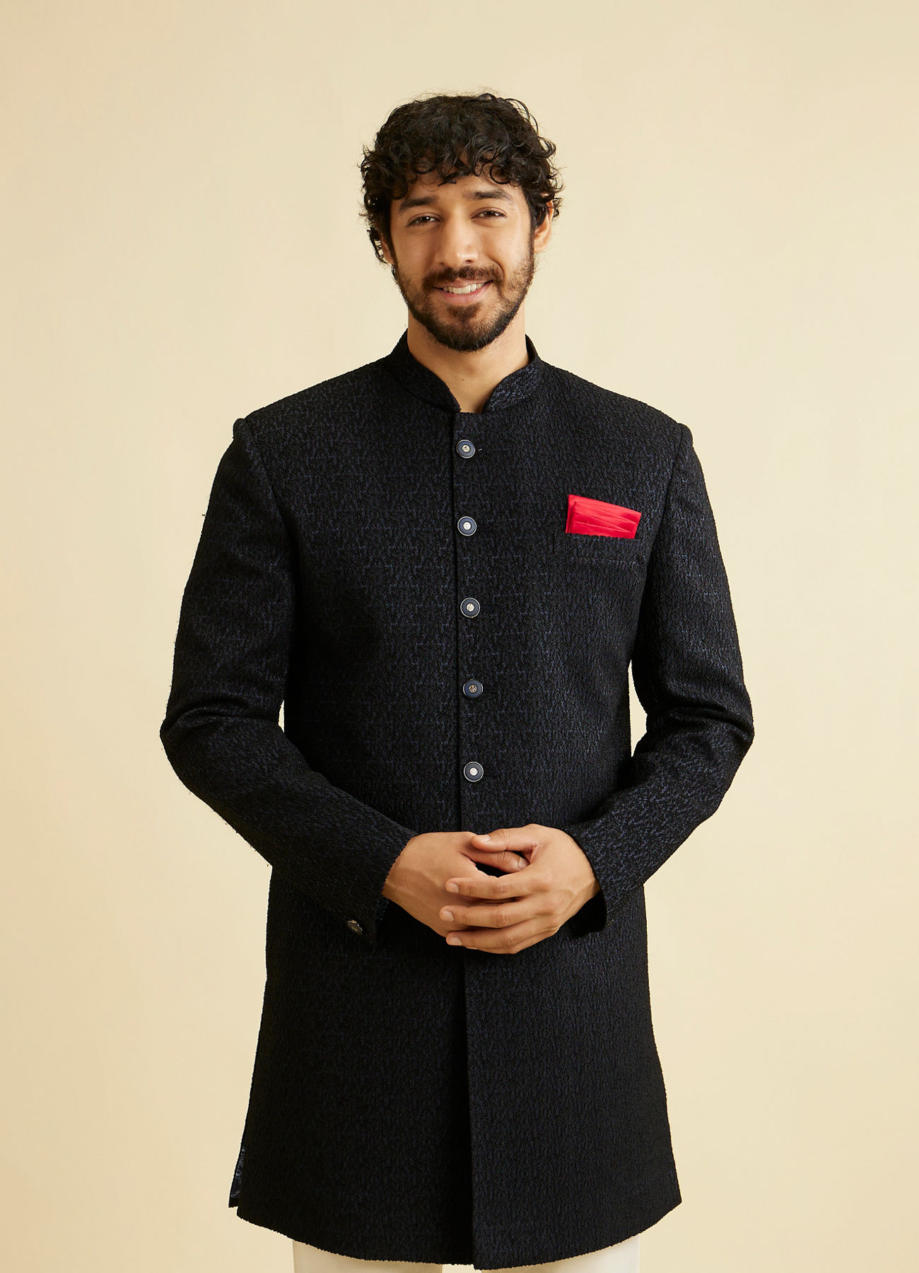 Manyavar Men Prussian Blue Indo Western