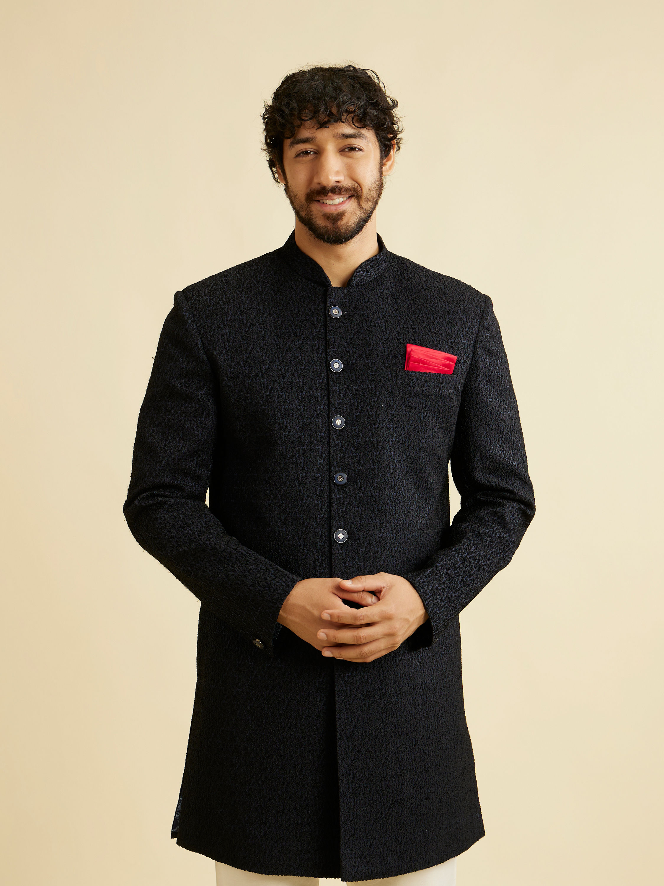 Manyavar Men Prussian Blue Indo Western