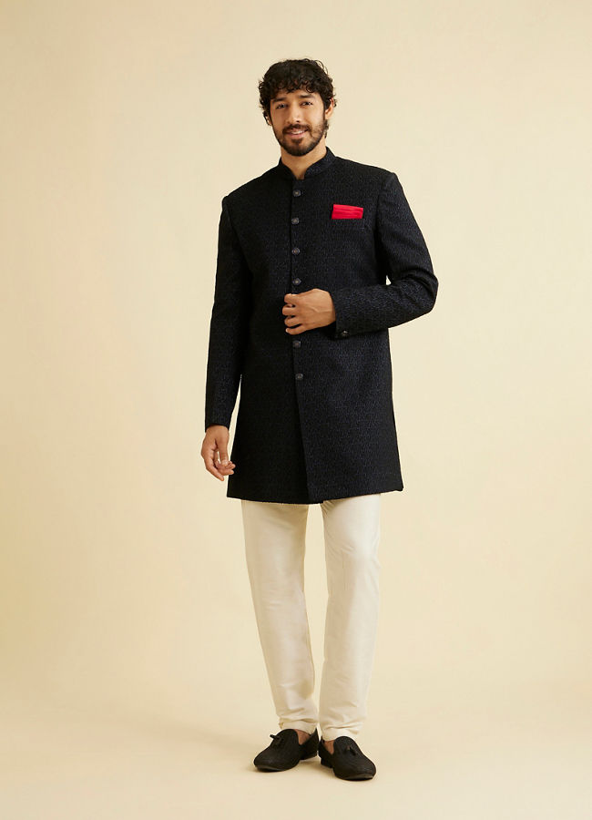 Manyavar Men Prussian Blue Indo Western