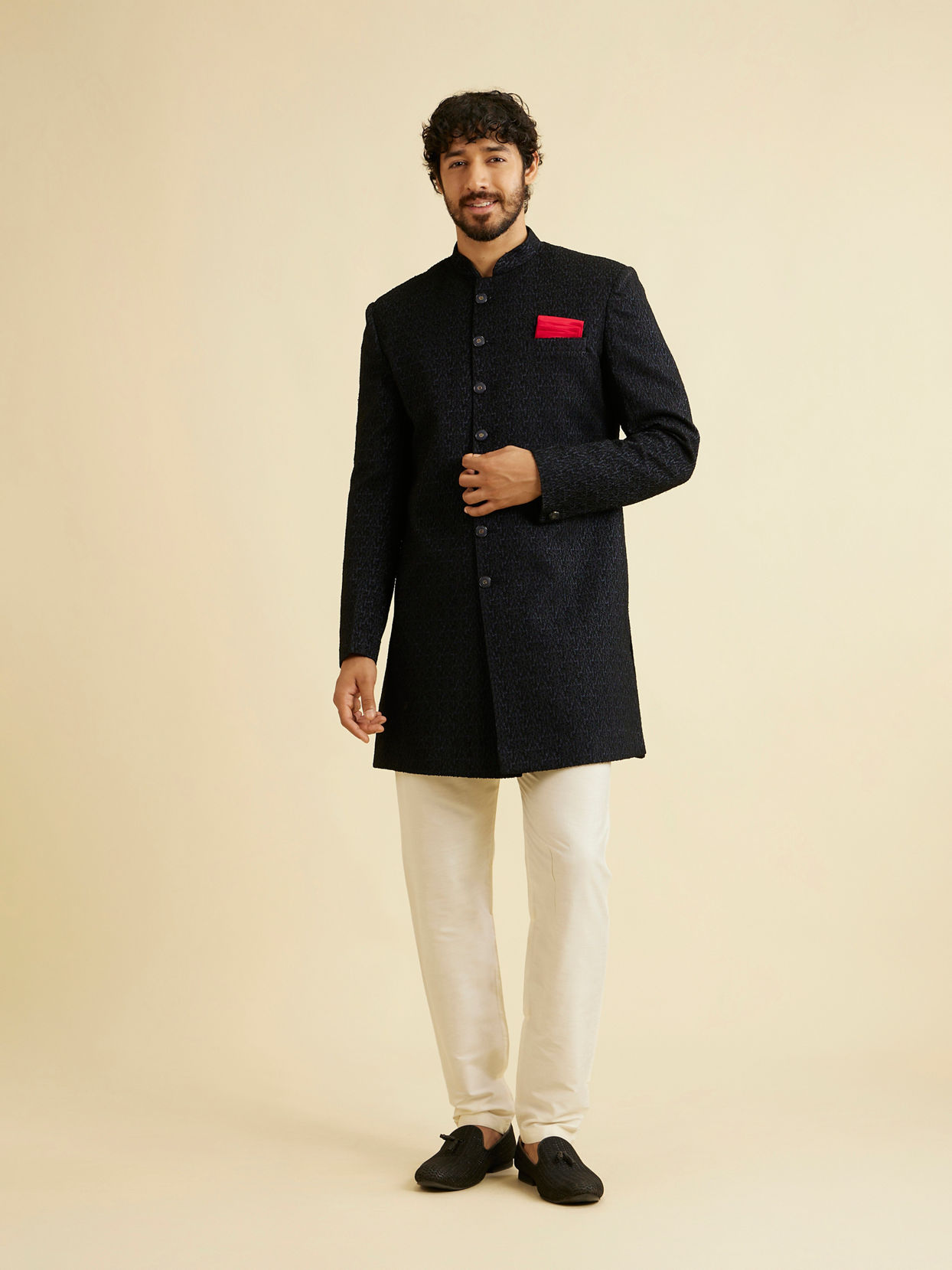 Manyavar Men Prussian Blue Indo Western