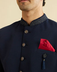 Manyavar Men Sober Blue Indo Western