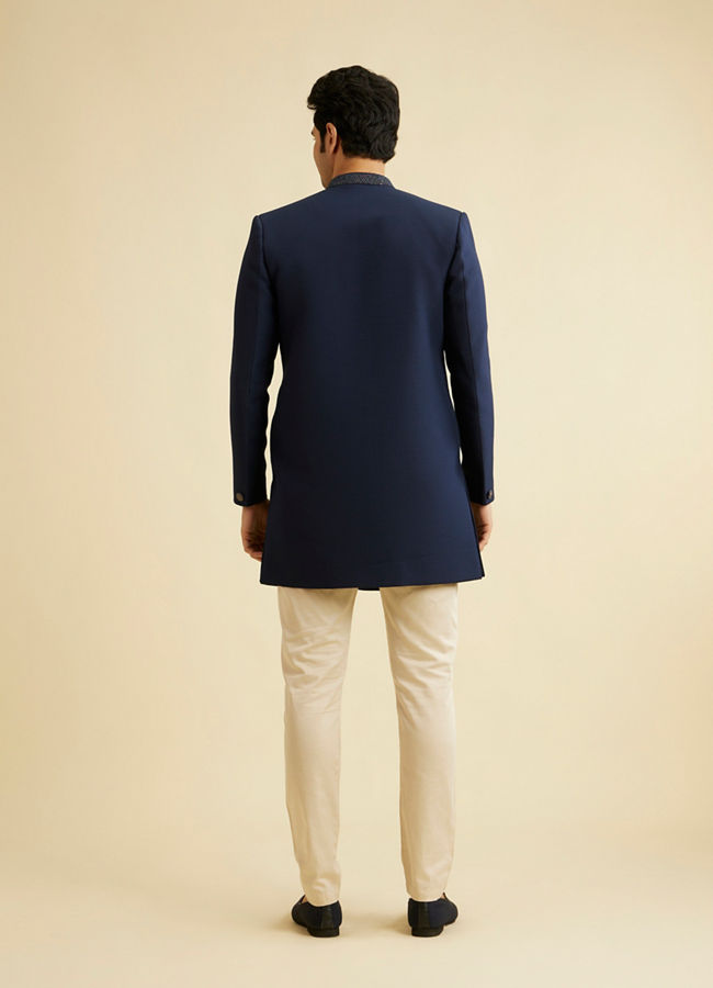 Manyavar Men Sober Blue Indo Western