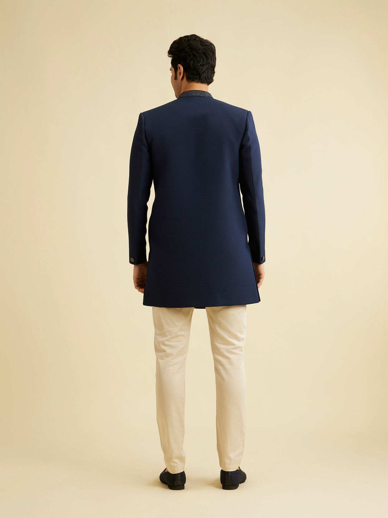 Manyavar Men Sober Blue Indo Western