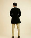 Manyavar Men Bottle Green Velvet Indo Western