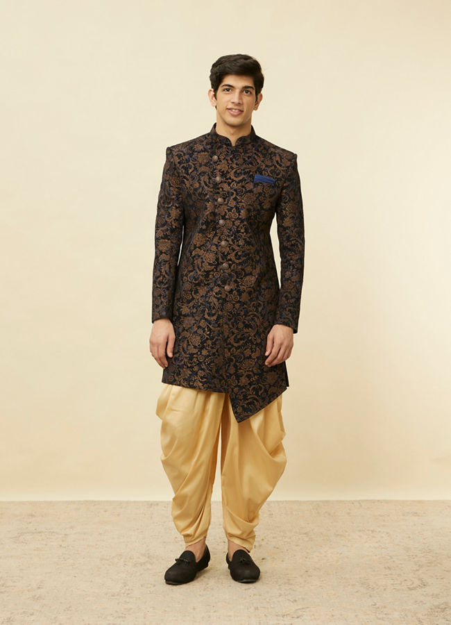 alt message - Manyavar Men Dark Blue Indo Western With Patiala image number 2