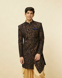 Manyavar Men Dark Blue Indo Western With Patiala