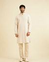 Manyavar Men Light Cream Paisley Indo Western