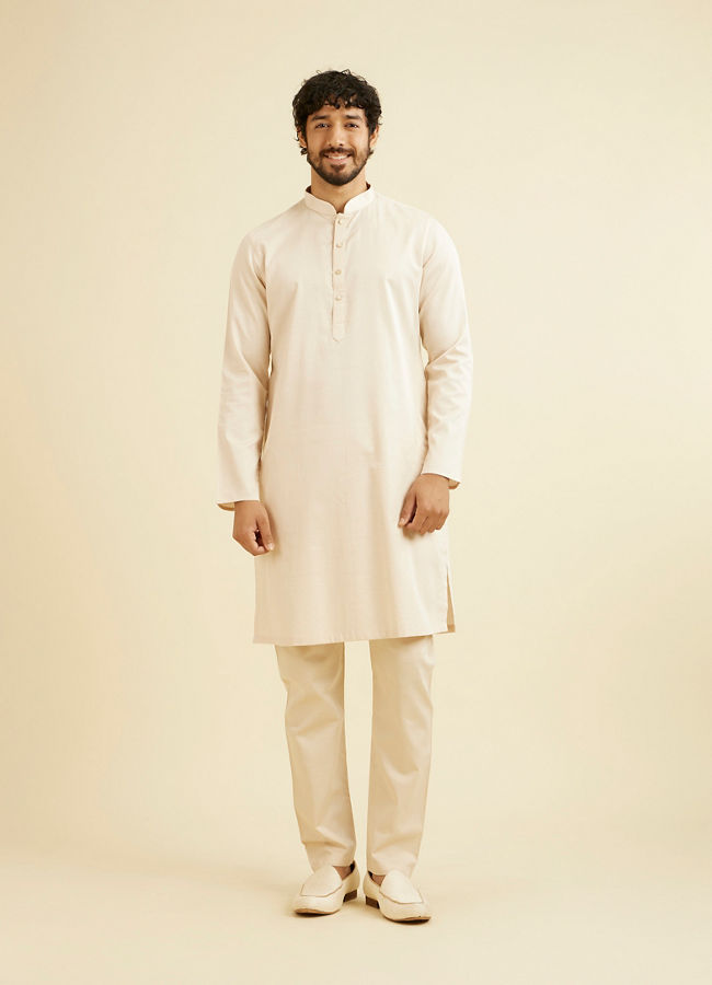 Manyavar Men Light Cream Paisley Indo Western