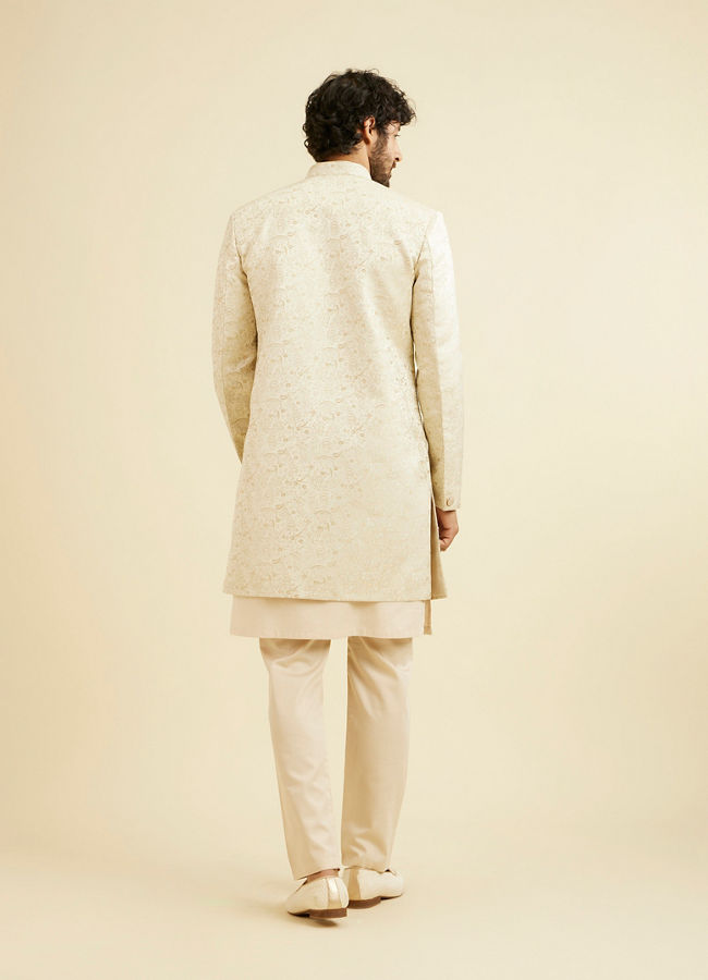 Manyavar Men Light Cream Paisley Indo Western