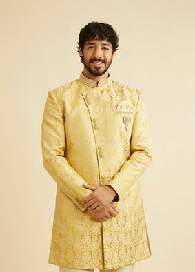 Manyavar Men Bright Yellow Indo Western image number 0