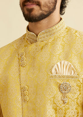 Manyavar Men Bright Yellow Indo Western