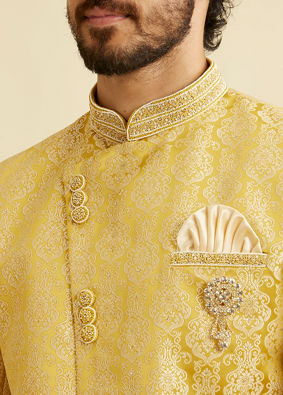 Manyavar Men Bright Yellow Indo Western image number 1