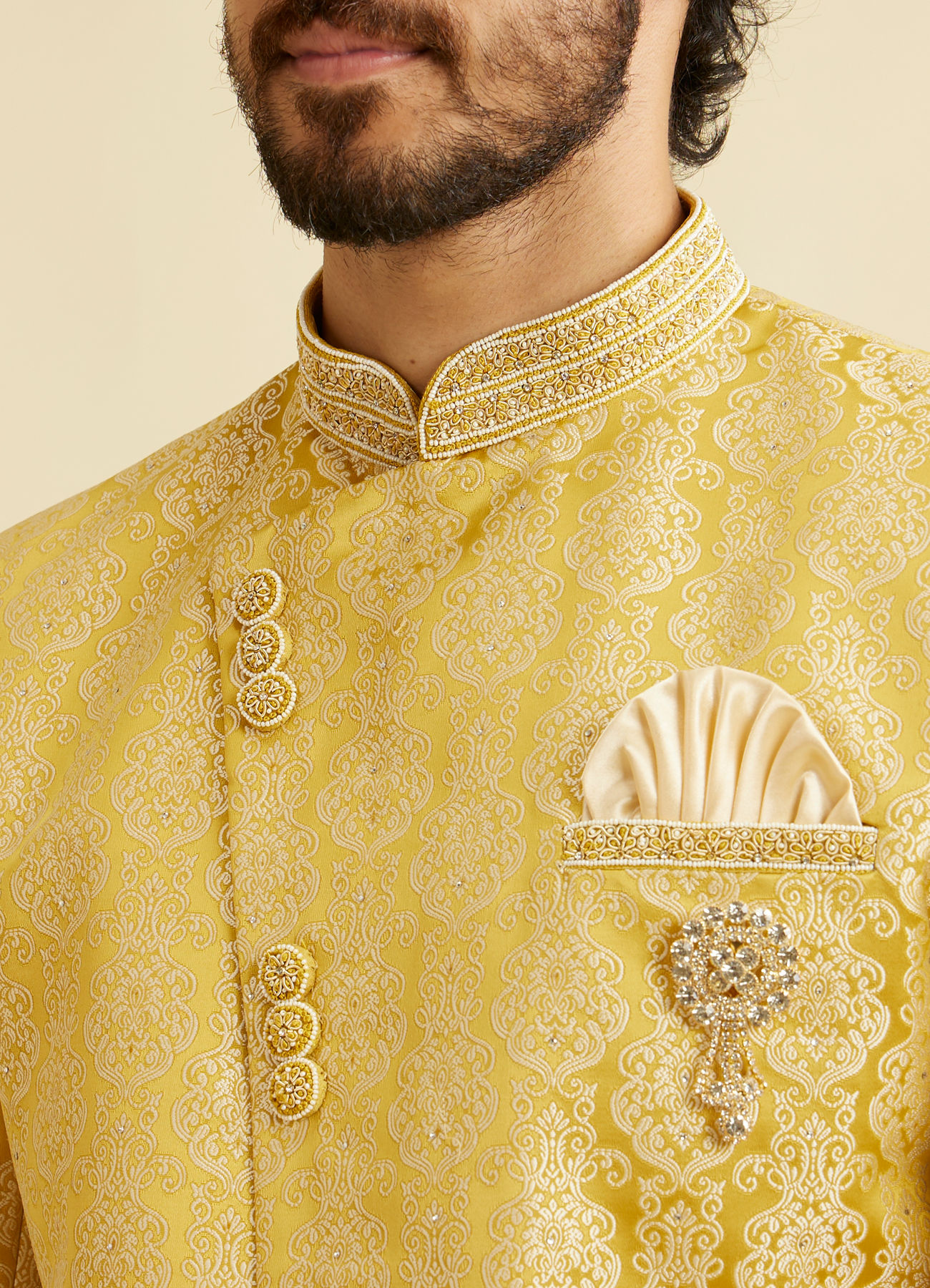 Manyavar Men Bright Yellow Indo Western