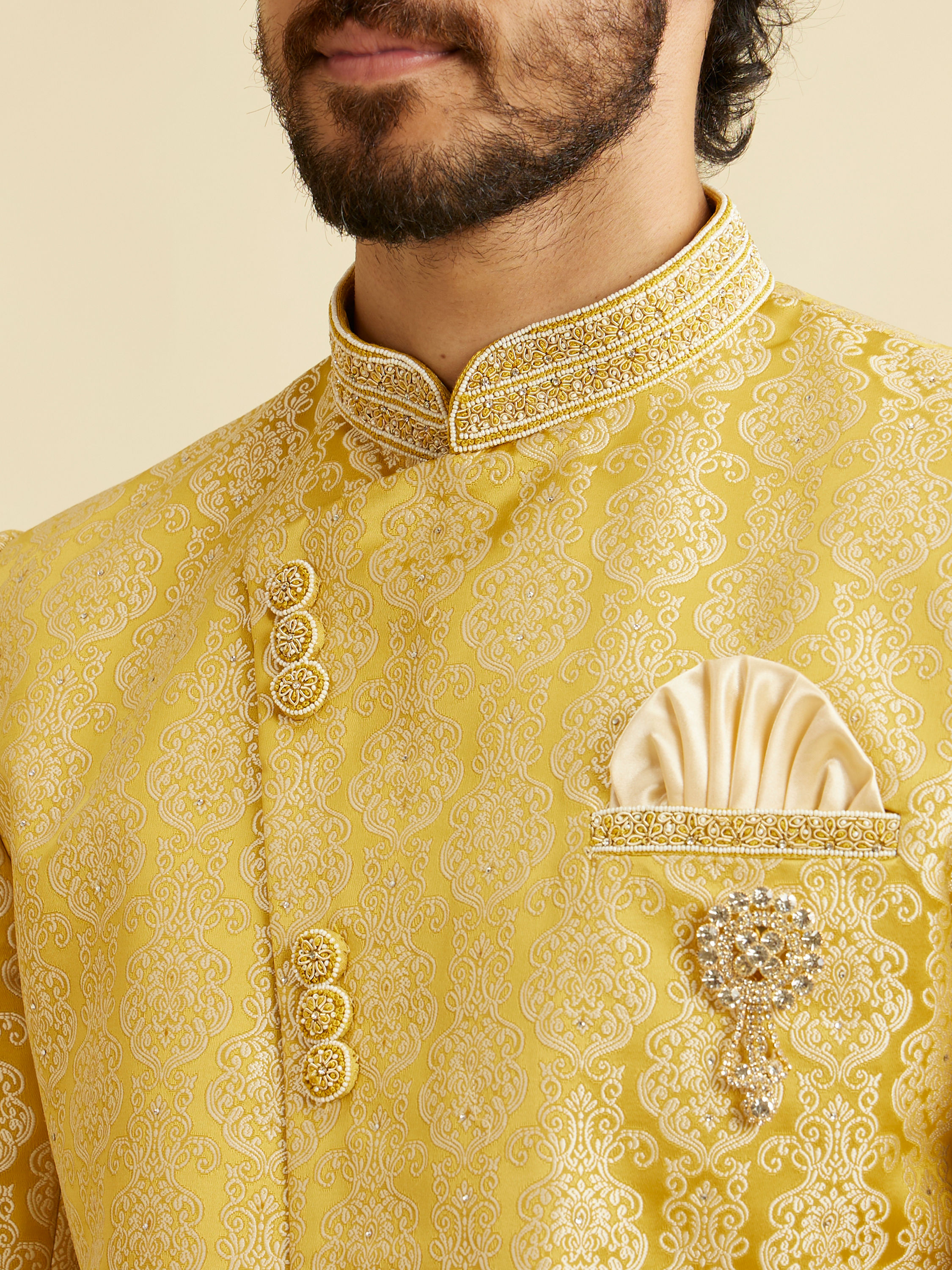 Manyavar Men Bright Yellow Indo Western