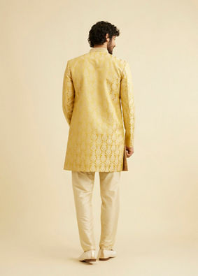 Manyavar Men Bright Yellow Indo Western image number 4