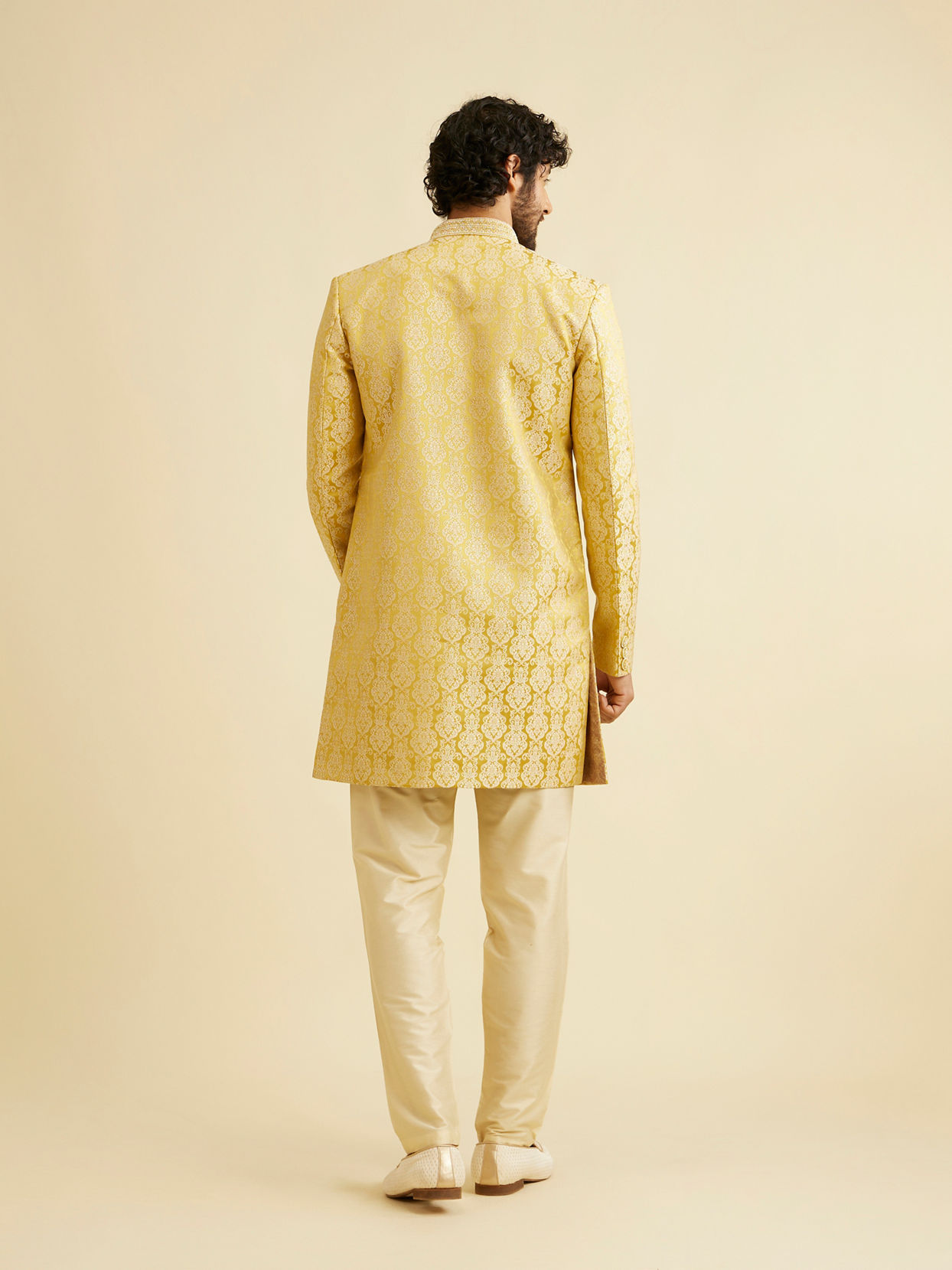 Manyavar Men Bright Yellow Indo Western image number 4