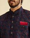 alt message - Manyavar Men Charismatic Blue Indo Western image number 1