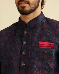 Manyavar Men Charismatic Blue Indo Western