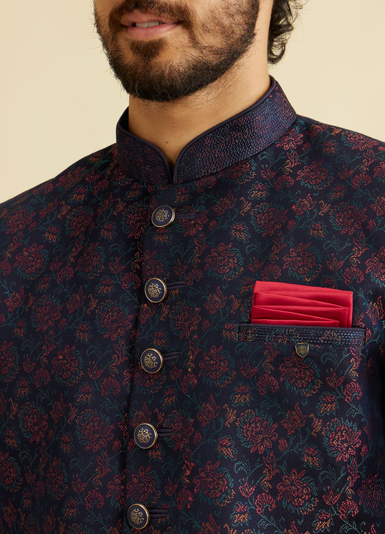 Manyavar Men Charismatic Blue Indo Western