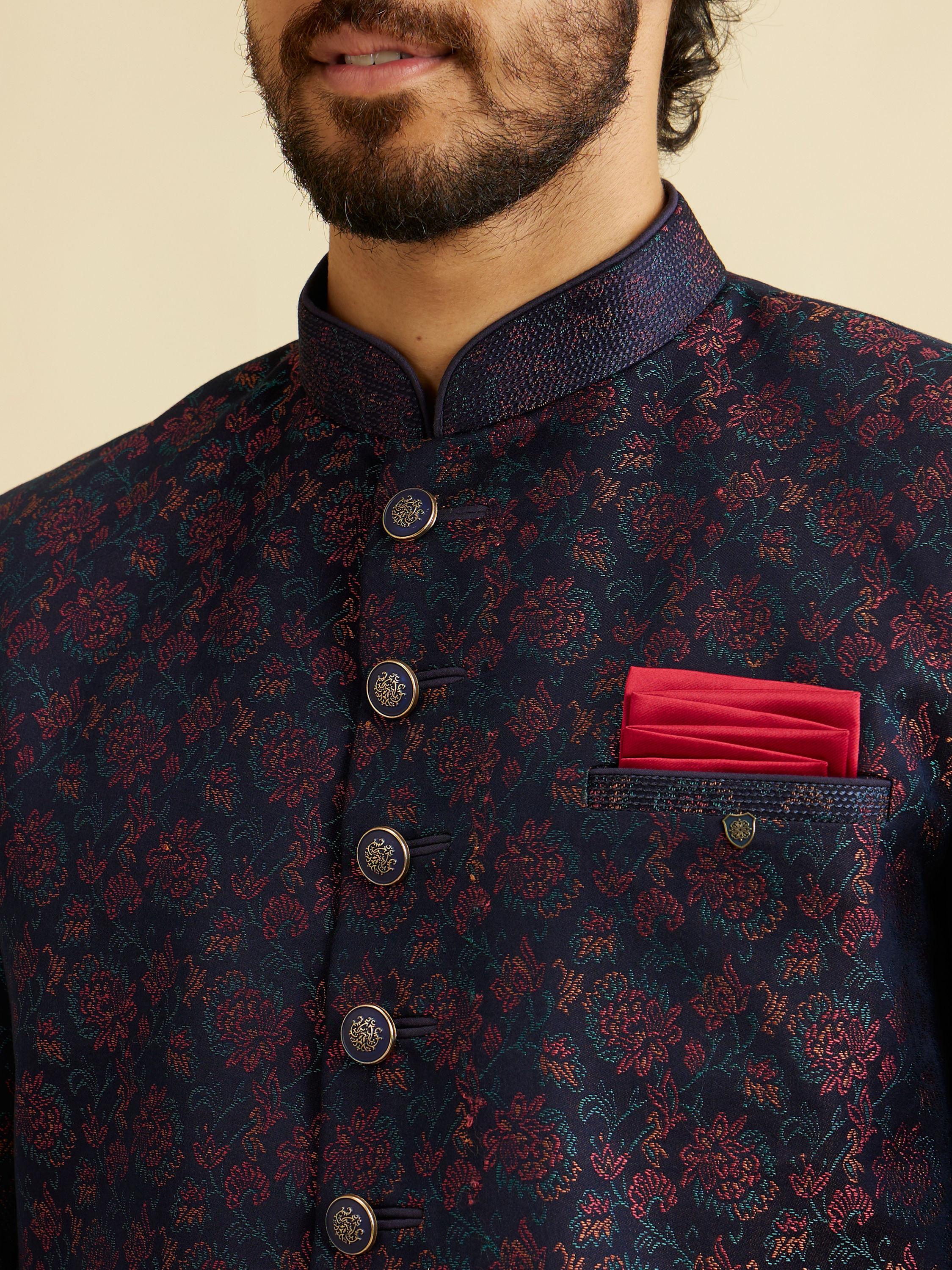 Manyavar Men Charismatic Blue Indo Western