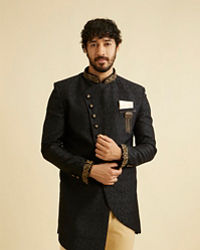 Manyavar Men Charismatic Black Indo Western