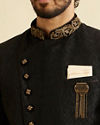 alt message - Manyavar Men Charismatic Black Indo Western image number 1