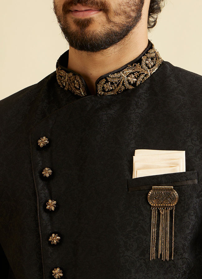 alt message - Manyavar Men Charismatic Black Indo Western image number 1