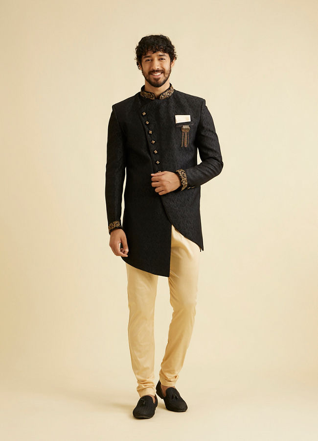 Manyavar Men Charismatic Black Indo Western
