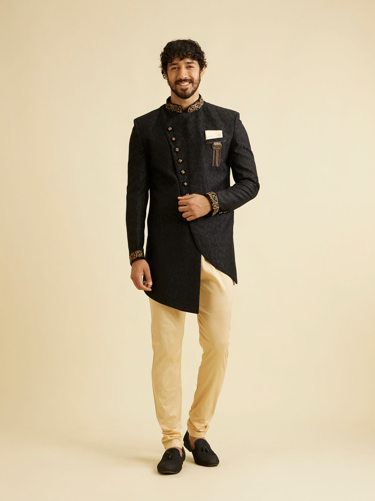 Manyavar Men Charismatic Black Indo Western