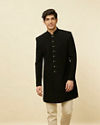 alt message - Manyavar Men Black Solid Indo Western image number 0