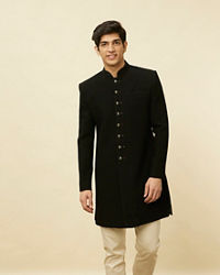 Manyavar Men Black Solid Indo Western