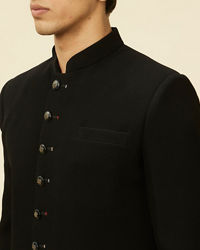 Manyavar Men Black Solid Indo Western