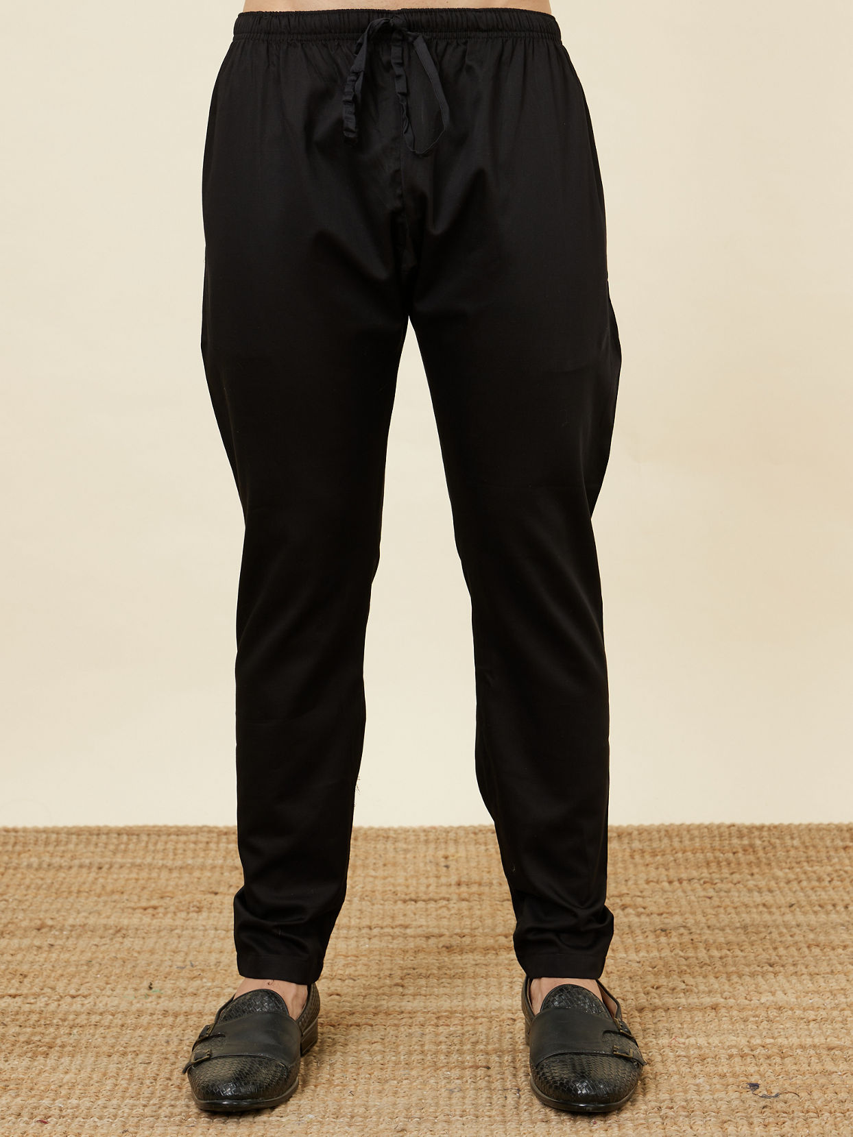 Manyavar Men Forest Green and Black Asymmetric Hem Indo Western Set