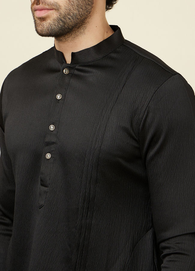 Manyavar Men Forest Green and Black Asymmetric Hem Indo Western Set