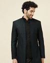 Forest Green and Black Asymmetric Hem Indo Western Set
