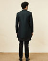 Manyavar Men Forest Green and Black Asymmetric Hem Indo Western Set