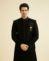 alt message - Manyavar Men Black Sequins Velvet Indo Western image number 0