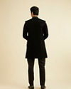 Manyavar Men Black Sequins Velvet Indo Western