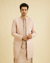 Manyavar Men Lilac Self Design Jacket Indo Western