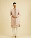 Manyavar Men Lilac Self Design Jacket Indo Western