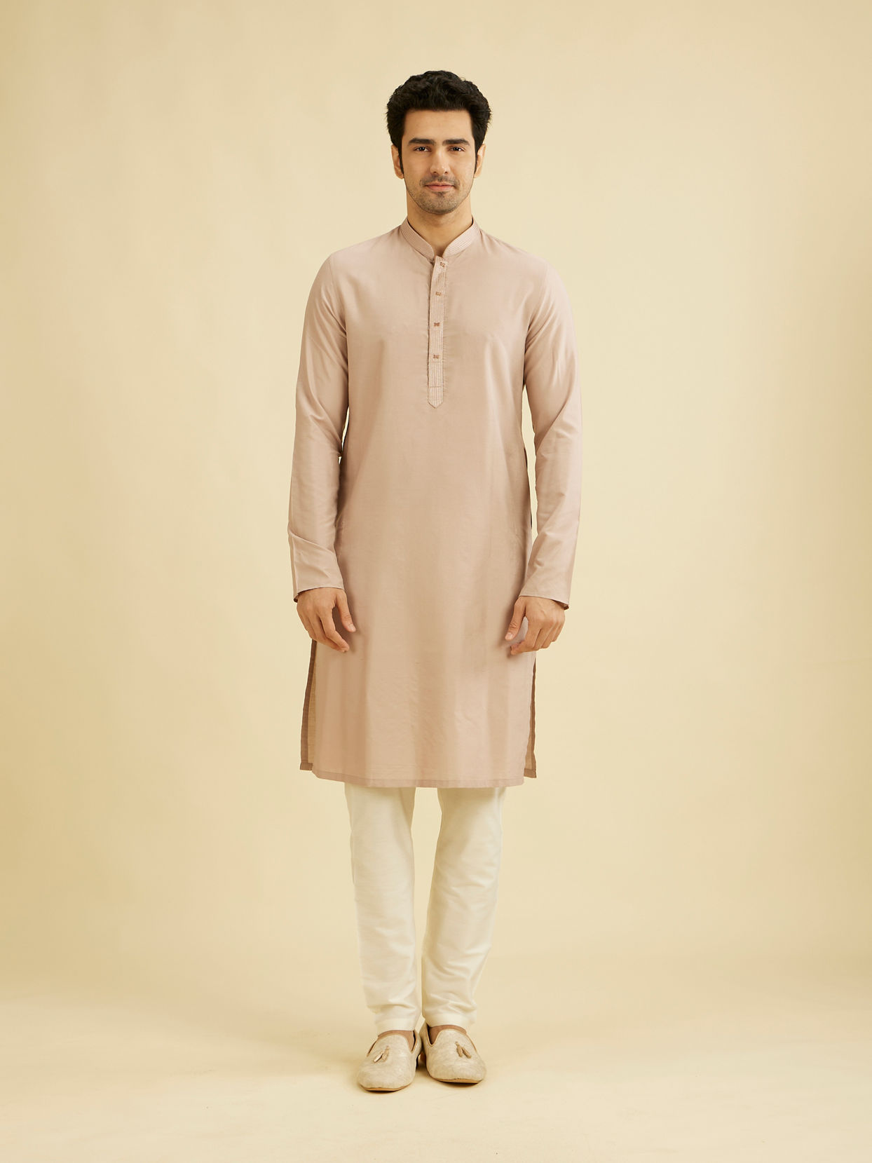 alt message - Manyavar Men Lilac Self Design Jacket Indo Western image number 3