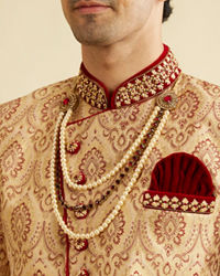 Manyavar Men Luxe Fawn Indo Western Set